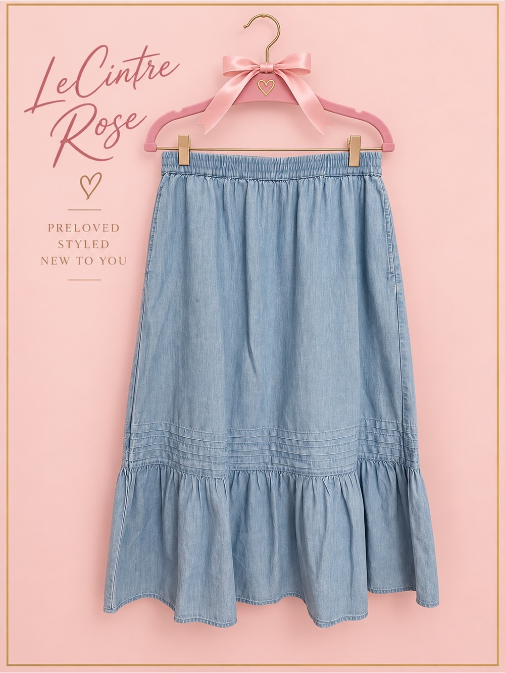 Style & Co. Chambray Ruffled Midi Skirt - Light Blue